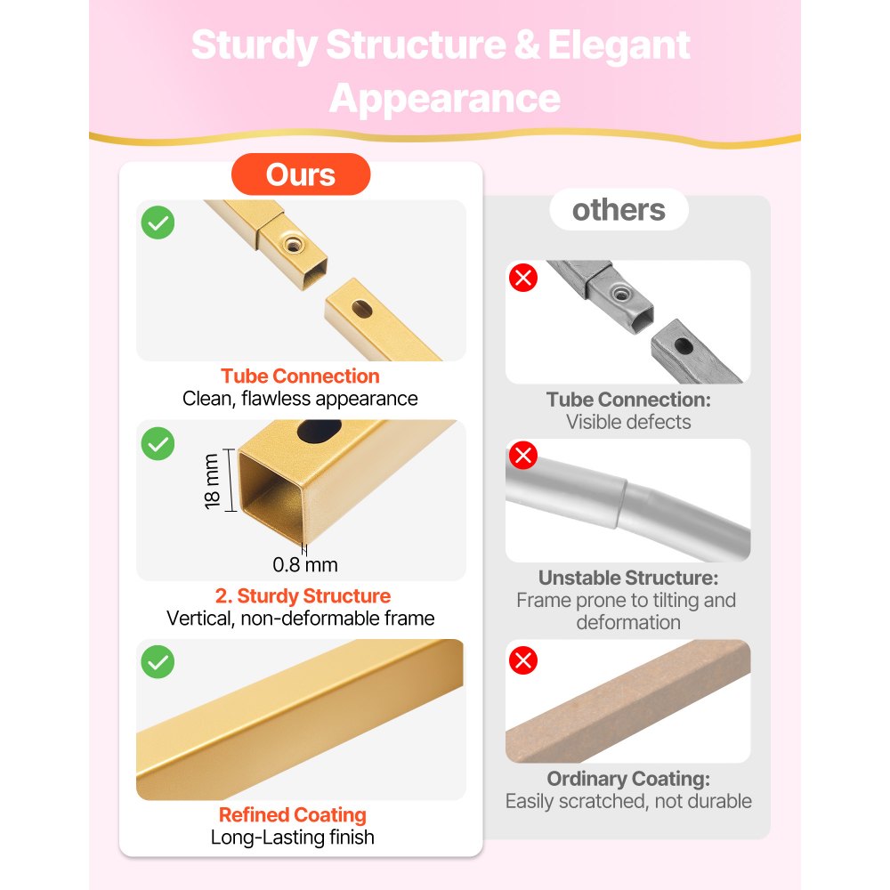 VEVOR Supporto per Fondale ad Arco 2 x 2 m, Struttura Stabile, Facile da Montare, Set di Fondali ad Arco per Feste Quadrato in Metallo Dorato per Compleanno, Lauree, Decorazioni per Cerimonie