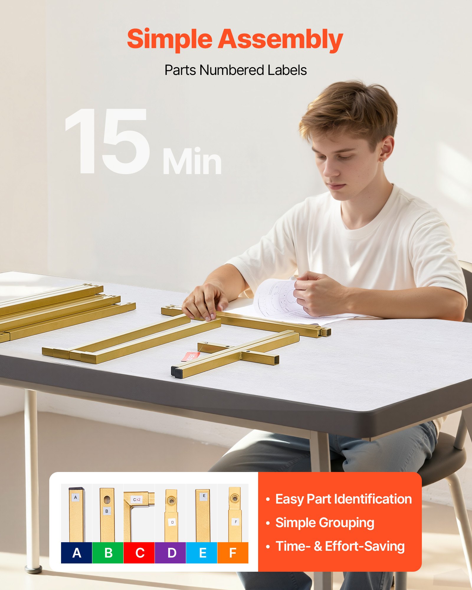 VEVOR Supporto per Fondale ad Arco 2 x 2 m, Struttura Stabile, Facile da Montare, Set di Fondali ad Arco per Feste Quadrato in Metallo Dorato per Compleanno, Lauree, Decorazioni per Cerimonie