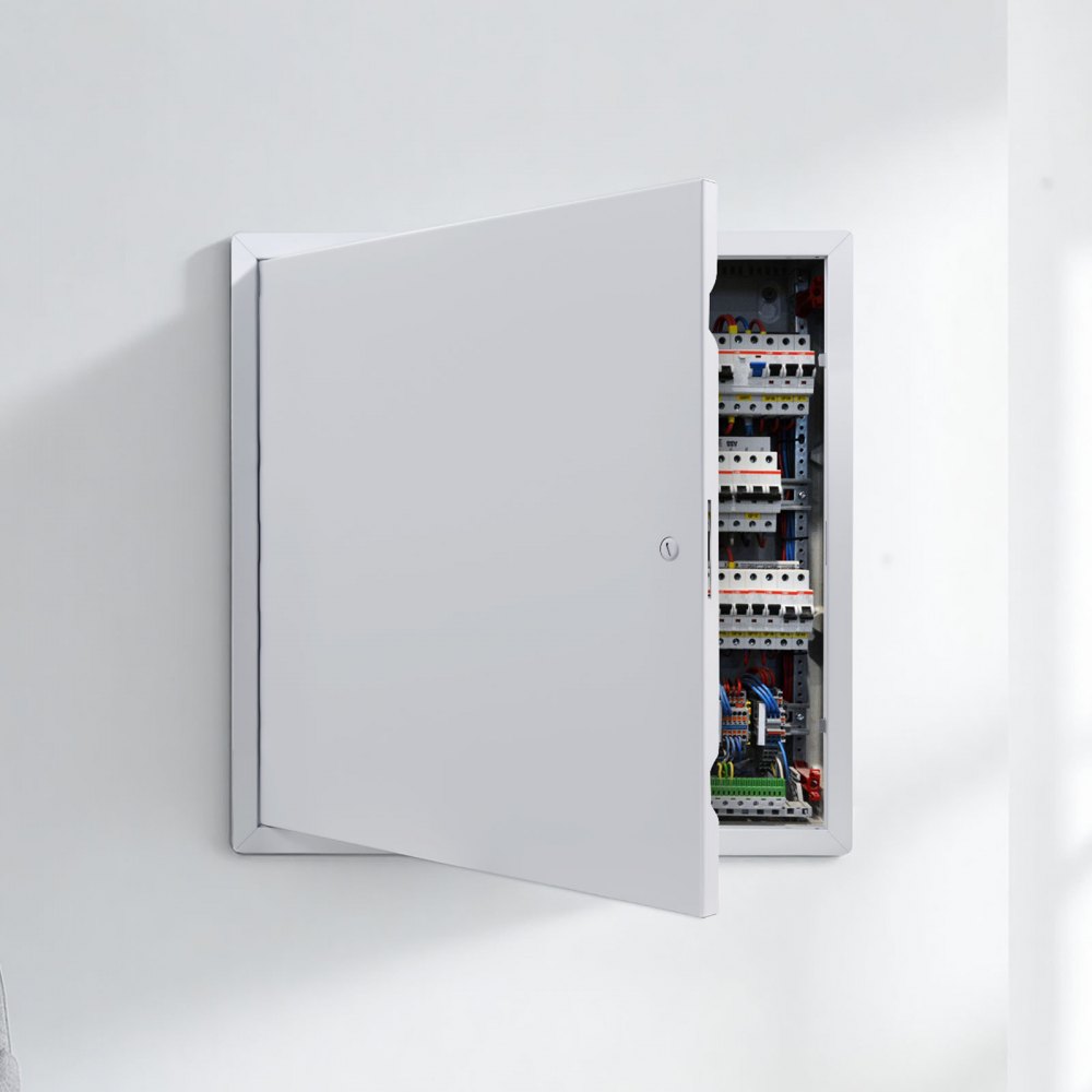 VEVOR Sportello di Ispezione Apertura 165° Materiale Lamiera d'Acciaio Zincata 411 x 411mm, Anta Sportello con Serratura per la Manutenzione Riparazione degli Impianti Superficie da Verniciare 1,9 kg