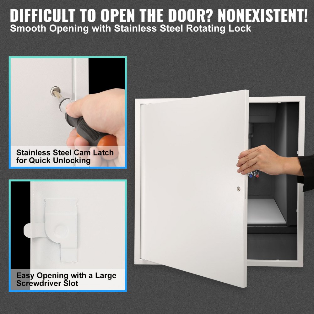 VEVOR Access Panel for Drywall, 61.5x61.5 cm Galvanized Steel Access Door, Easy Install Hinged Service Panel with Screwdriver Latch, for Ceiling Plumbing Electrical White