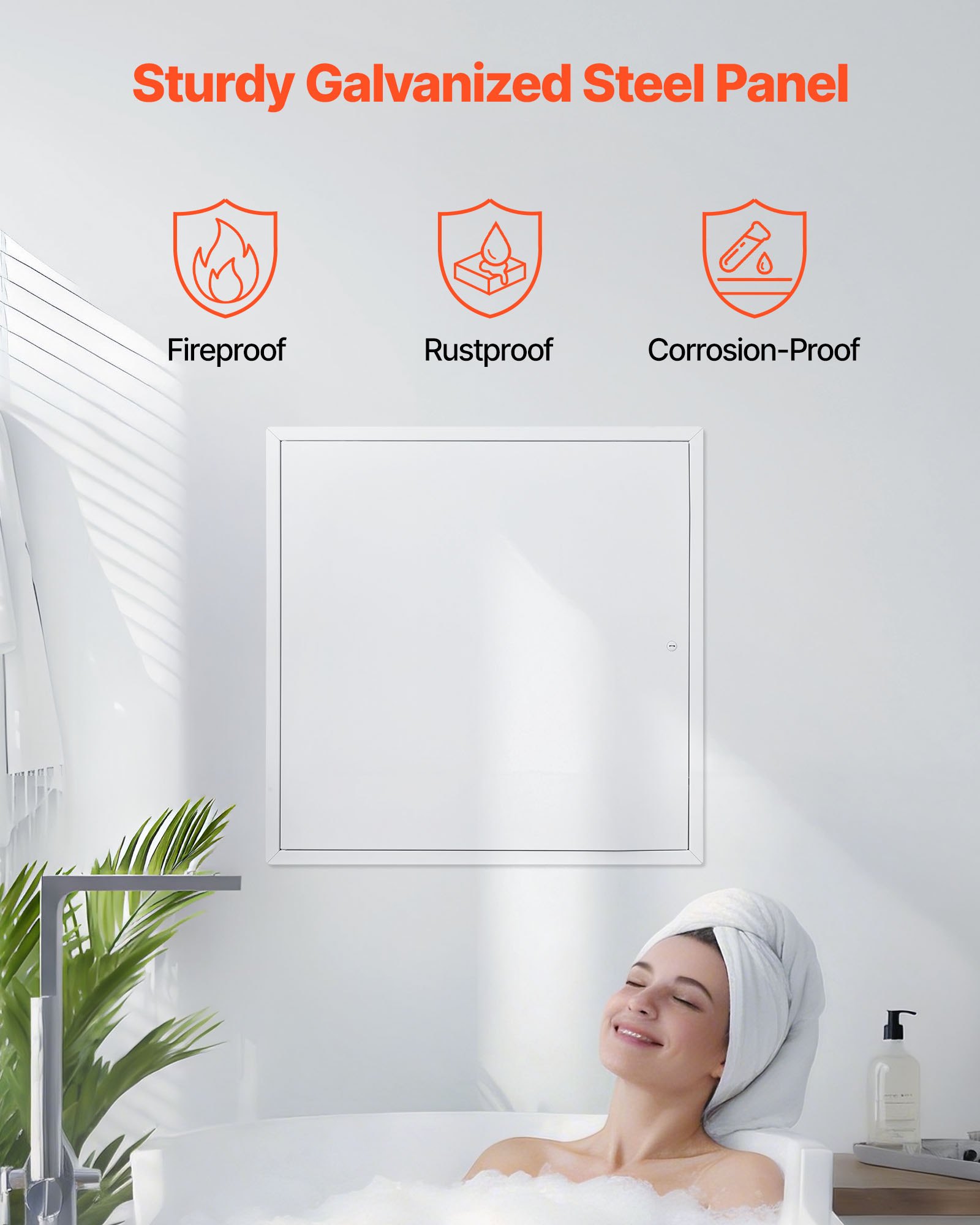 VEVOR Pannello di accesso per cartongesso e soffitti, Pannelli di accesso idraulico 24 x 24 pollici, Porta di accesso rinforzata, Copertura foro muro in acciaio resistente, Pannello incernierato rimovibile facile da installare per cablaggi e cavi, Argento