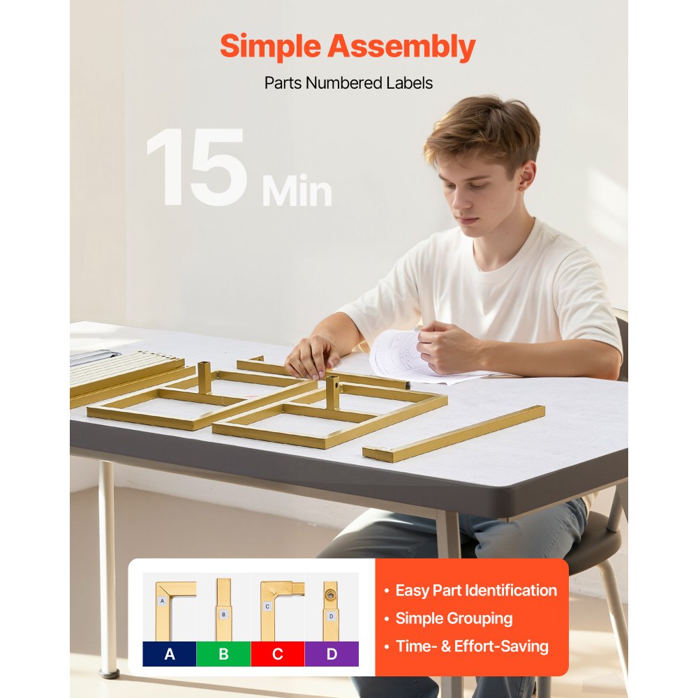 VEVOR Supporto per Fondale ad Arco 2,4 x 2,4 m, Struttura Stabile, Facile da Montare, Set di Fondali ad Arco per Feste Quadrato in Metallo Dorato per Compleanno, Lauree, Decorazioni per Cerimonie