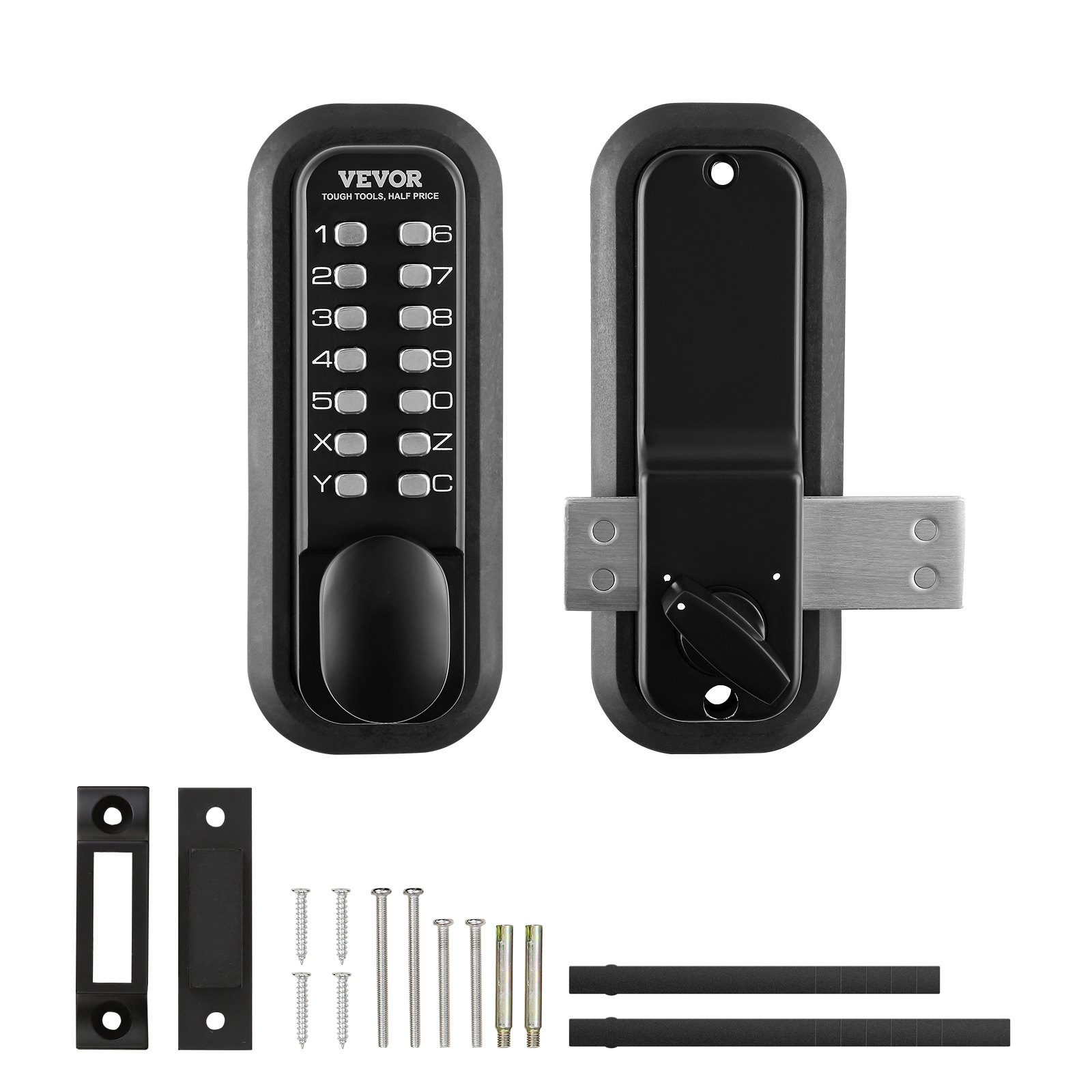 VEVOR Serratura Senza Chiave Serratura a Codice Meccanico, Serratura 14 Cifre Stile Retrò da 40/50 mm, Serratura Apriporta con Codice Combinato Spessore porta 35-65 mm adatta per Ufficio Hotel Garage