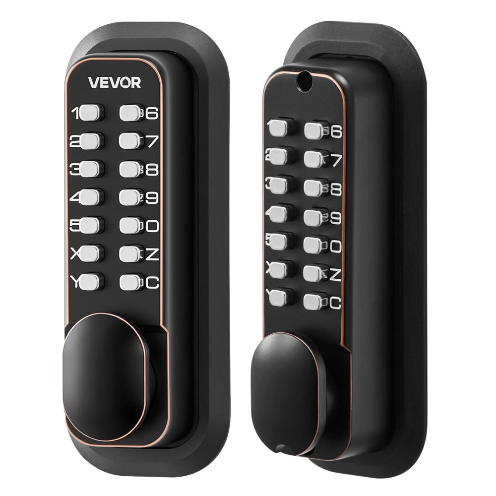 VEVOR Mechanical Keyless Entry Door Lock, 2.0 Code Upgrade, 4-7 Digits Code, Double-Sided Push Button Combination Mechanical Keypad Door Knob, Auto Locking, for Indoor or Outdoor, Oil-Rubbed Bronze