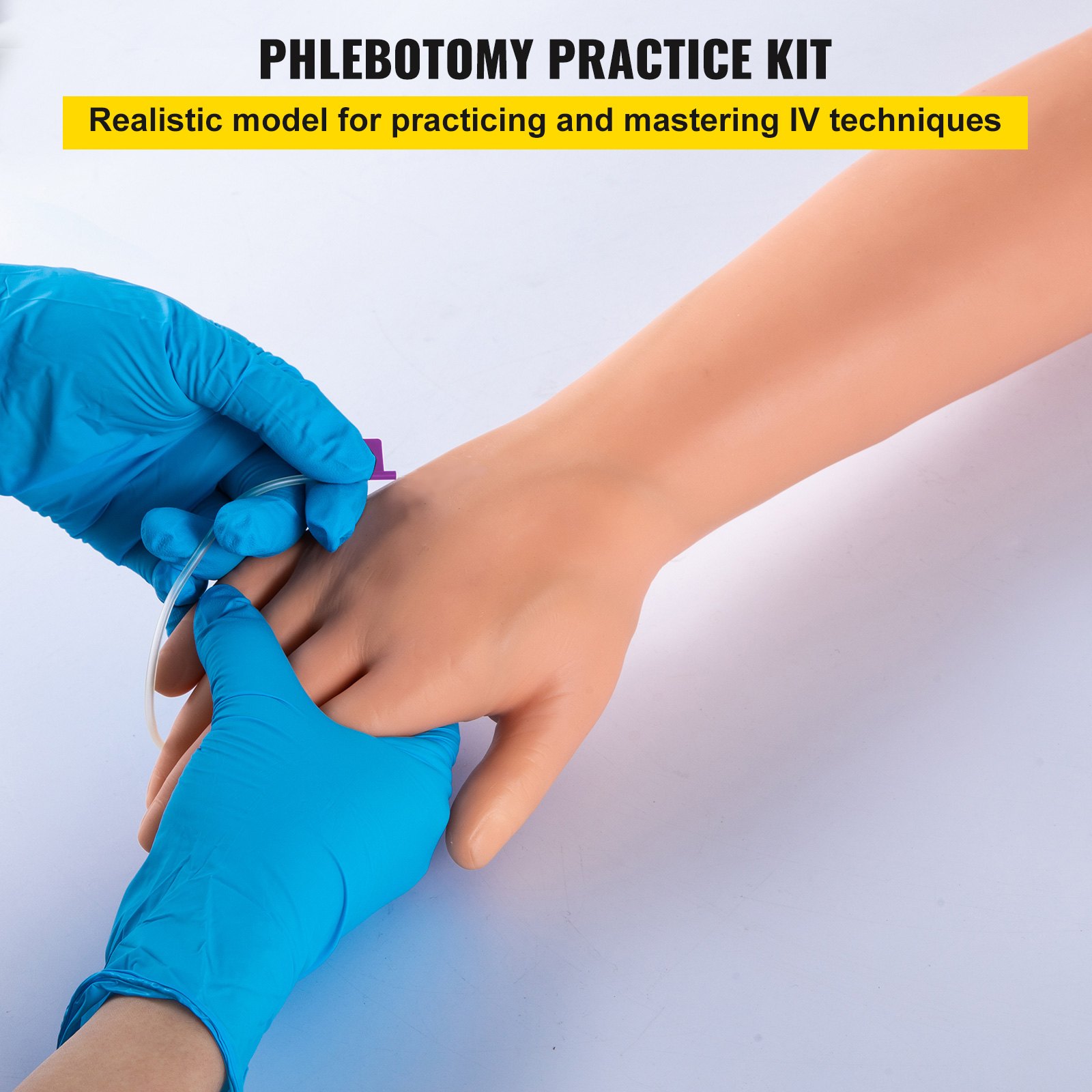 VEVOR Kit di Flebotomia Venipuntura in Lattice Modello di Braccio IV per Pratica con Supporto per Flebo, Contenitore per Liquidi, Siringa per Addestrare Infermieri Flebotomi e Altri Operatori Sanitari