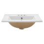 VEVOR Lavabo Semi Incasso in Ceramica da Appoggio 510 x 465 mm con 3 Fori Preforati, Lavabo Moderno per Cucina Bagno nel Piano di Lavoro, Foro del Rubinetto 35 mm, Lavello Bianco