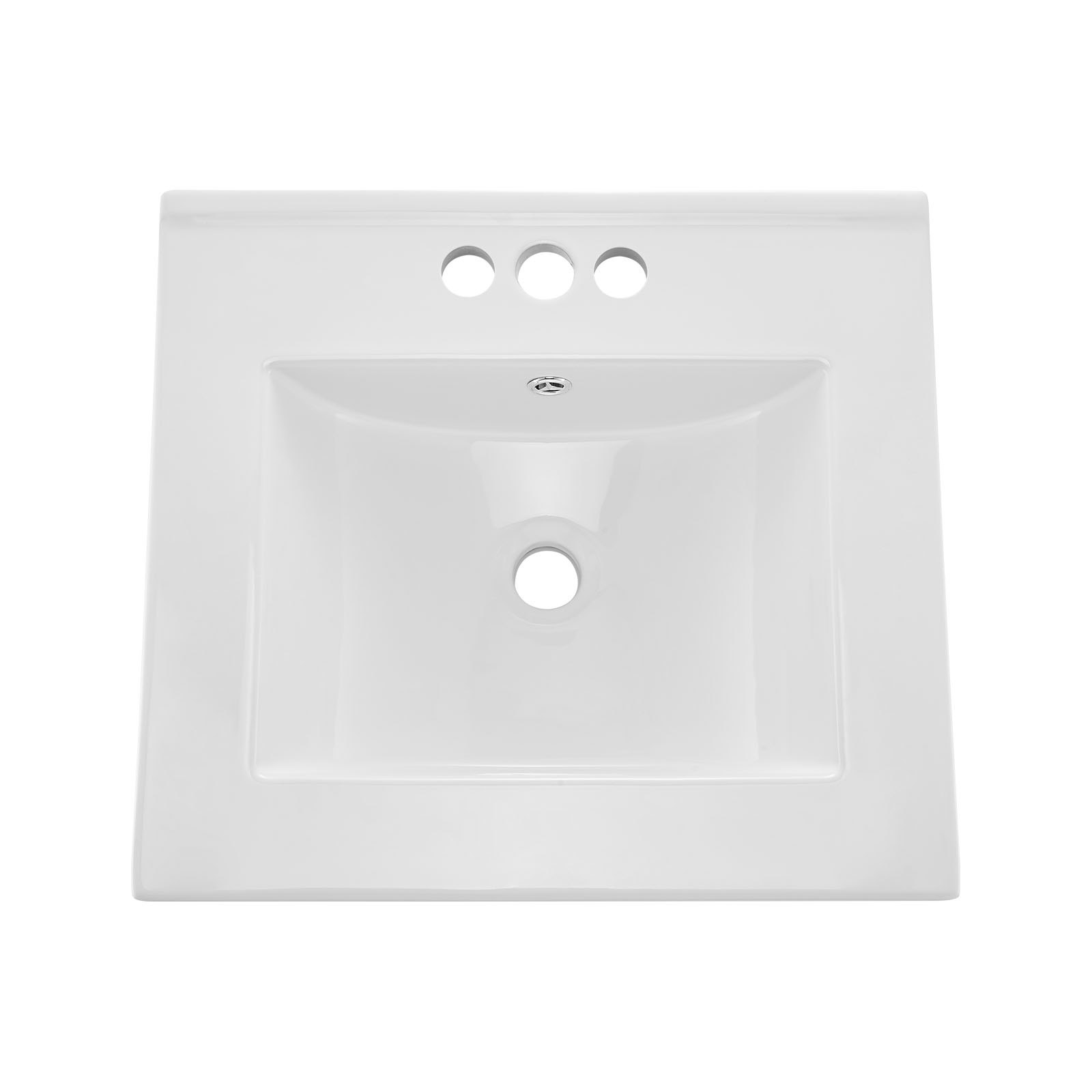 VEVOR Lavabo Semi Incasso in Ceramica da Appoggio 510 x 465 mm con 3 Fori Preforati, Lavabo Moderno per Cucina Bagno nel Piano di Lavoro, Foro del Rubinetto 35 mm, Lavello Bianco