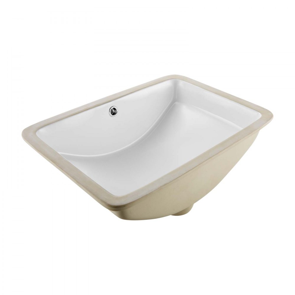 VEVOR Lavandino Sottopiano Lavabo per Bagno 530 x 375 mm, Lavello Rettangolare in Ceramica con Foro di Troppopieno, Lavabo da Bagno Sotto Banco di Lavoro Moderno Lavabo in Ceramica, Bianco