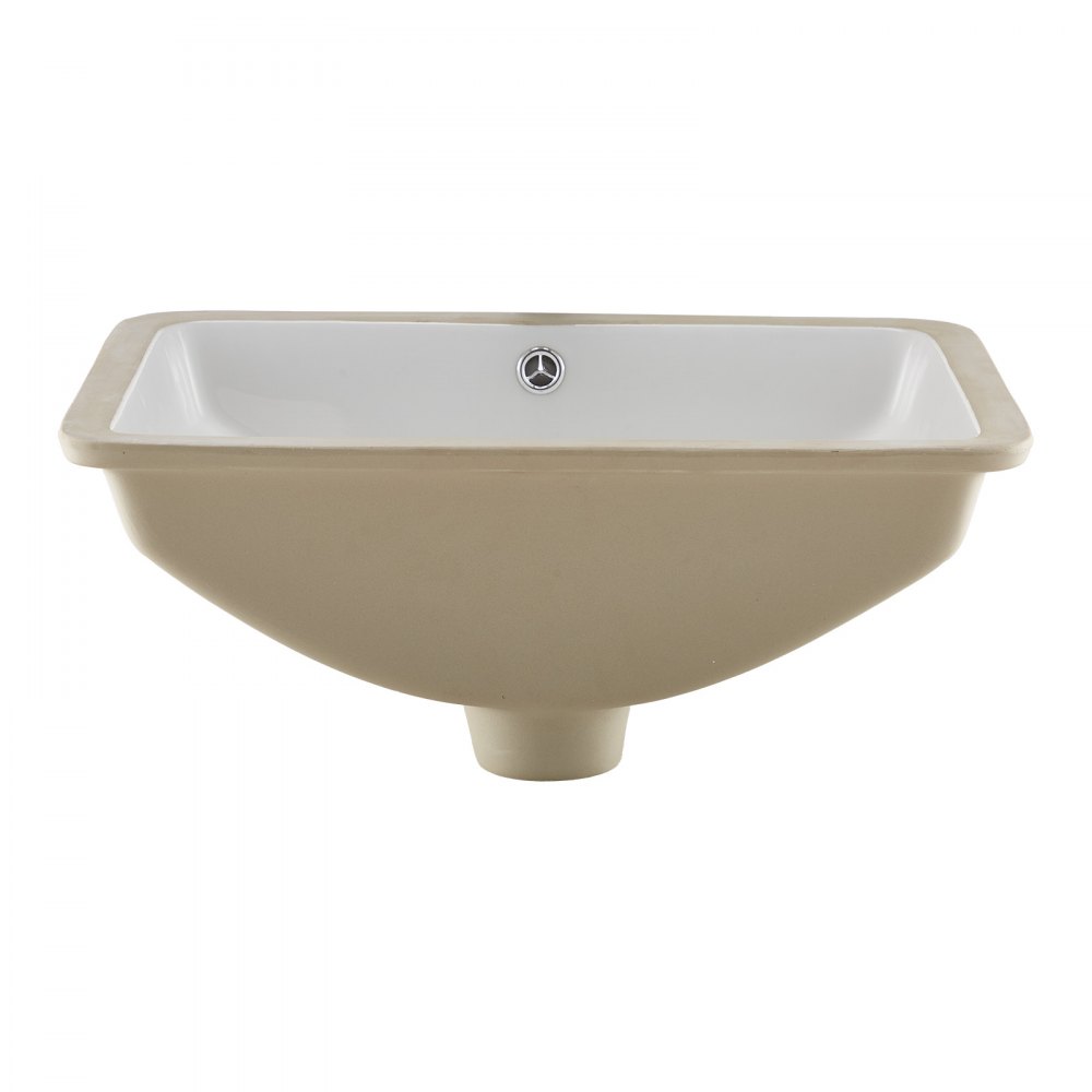 VEVOR Lavandino Sottopiano Lavabo per Bagno 530 x 375 mm, Lavello Rettangolare in Ceramica con Foro di Troppopieno, Lavabo da Bagno Sotto Banco di Lavoro Moderno Lavabo in Ceramica, Bianco