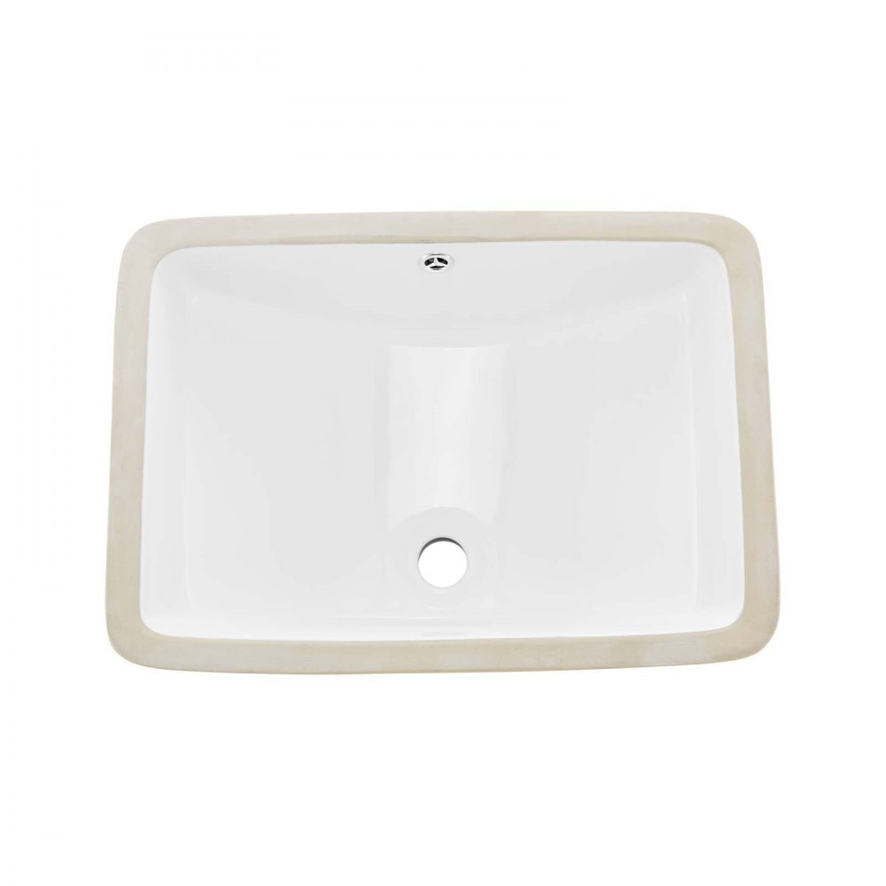 VEVOR Lavandino Sottopiano Lavabo per Bagno 530 x 375 mm, Lavello Rettangolare in Ceramica con Foro di Troppopieno, Lavabo da Bagno Sotto Banco di Lavoro Moderno Lavabo in Ceramica, Bianco