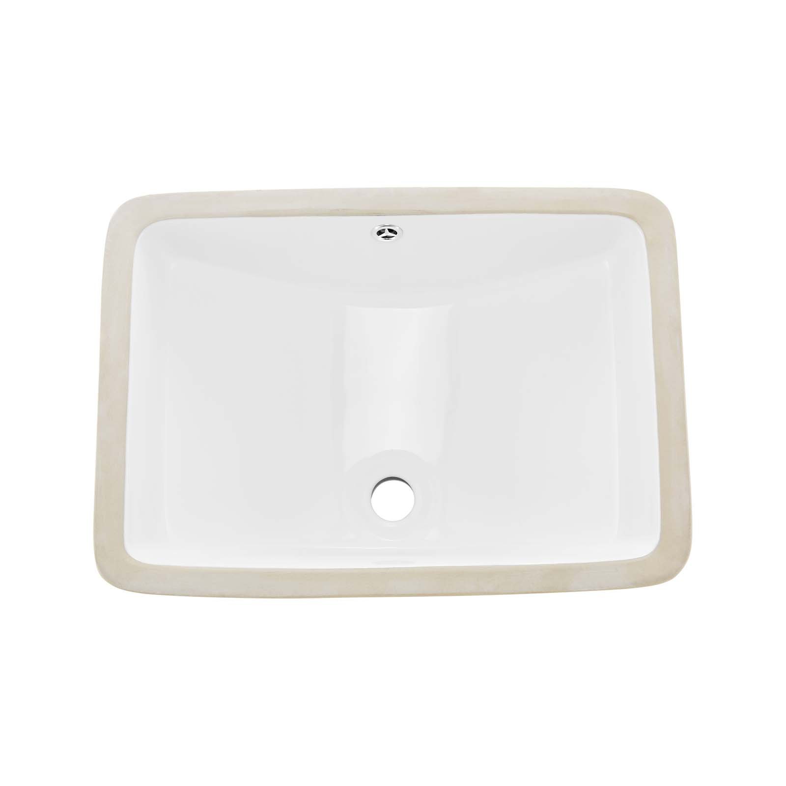 VEVOR Lavandino Sottopiano Lavabo per Bagno 530 x 375 mm, Lavello Rettangolare in Ceramica con Foro di Troppopieno, Lavabo da Bagno Sotto Banco di Lavoro Moderno Lavabo in Ceramica, Bianco