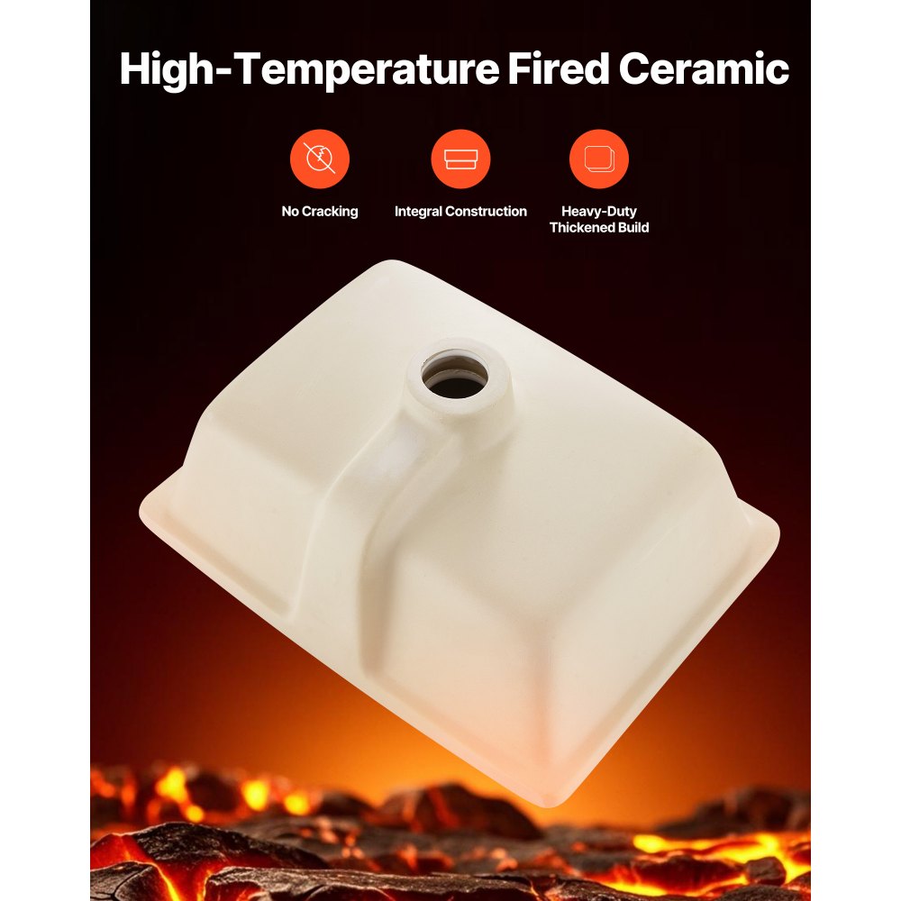 VEVOR Lavandino Sottopiano Lavabo per Bagno 400 x 305 mm, Lavello Rettangolare in Ceramica con Foro di Troppopieno, Lavabo da Bagno Sotto Banco di Lavoro Moderno, Foro Scarico 45 mm, Bianco
