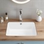 VEVOR Lavandino Sottopiano Lavabo per Bagno 400 x 305 mm, Lavello Rettangolare in Ceramica con Foro di Troppopieno, Lavabo da Bagno Sotto Banco di Lavoro Moderno, Foro Scarico 45 mm, Bianco