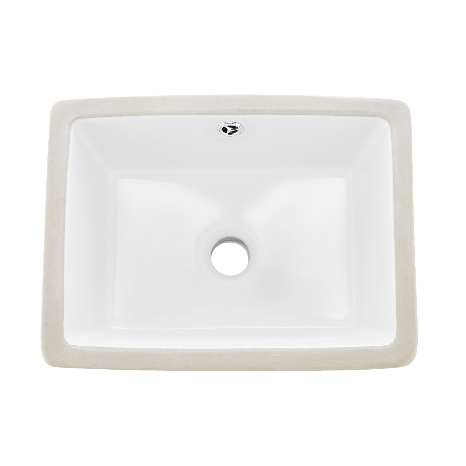 VEVOR Lavandino Sottopiano Lavabo per Bagno 400 x 305 mm, Lavello Rettangolare in Ceramica con Foro di Troppopieno, Lavabo da Bagno Sotto Banco di Lavoro Moderno, Foro Scarico 45 mm, Bianco