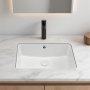 VEVOR Lavandino Sottopiano Lavabo per Bagno 470 x 355 mm, Lavello Rettangolare in Ceramica con Foro di Troppopieno, Lavabo da Bagno Sottotop, Foro Scarico 45 mm Apertura Troppopieno 22mm, Bianco