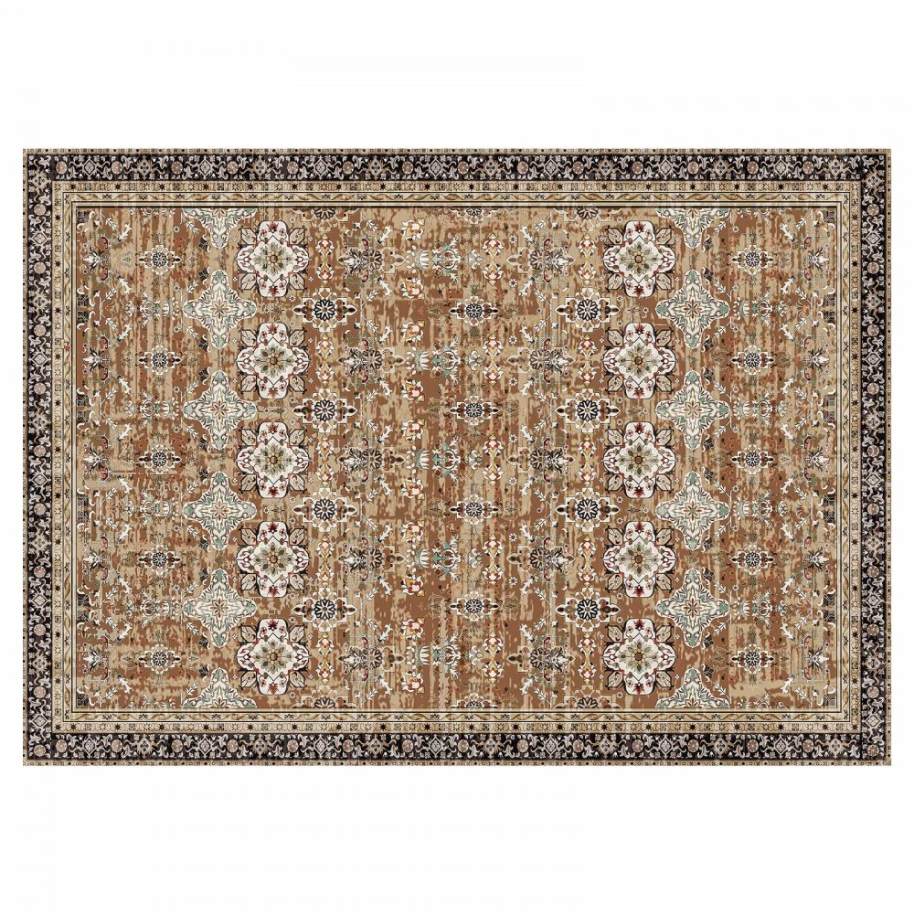 VEVOR Area Rug, 2743x3658 mm Short Pile, Washable Rug, Non-Slip Vintage Style Living Room Rug, Indoor Mat for Bedroom, Living Room, Children's Room, Office, Brown-Green
