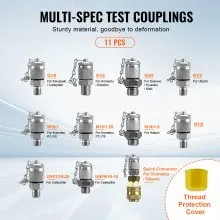 VEVOR Kit di prova pressione idraulica 3 manometri 11 raccordi di prova 3 tubi di prova Valigetta