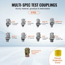 VEVOR Kit di prova pressione idraulica 3 manometri 9 raccordi di prova 3 tubi di prova Valigetta