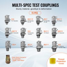 VEVOR Kit Prova Pressione Idraulica 5 Manometri 13 Raccordi 14 Connettori a T 5 Tubi