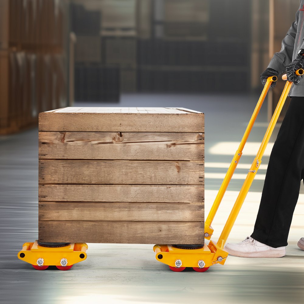 VEVOR Machine Roller, 6T Furniture Roller, 278 x 220 x 105 mm Furniture Trolley, Machine Roller with 360° Swivel Cap and PU Directional Rollers, Furniture Trolley, Heavy-Duty Industrial Moving Equipment, Yellow