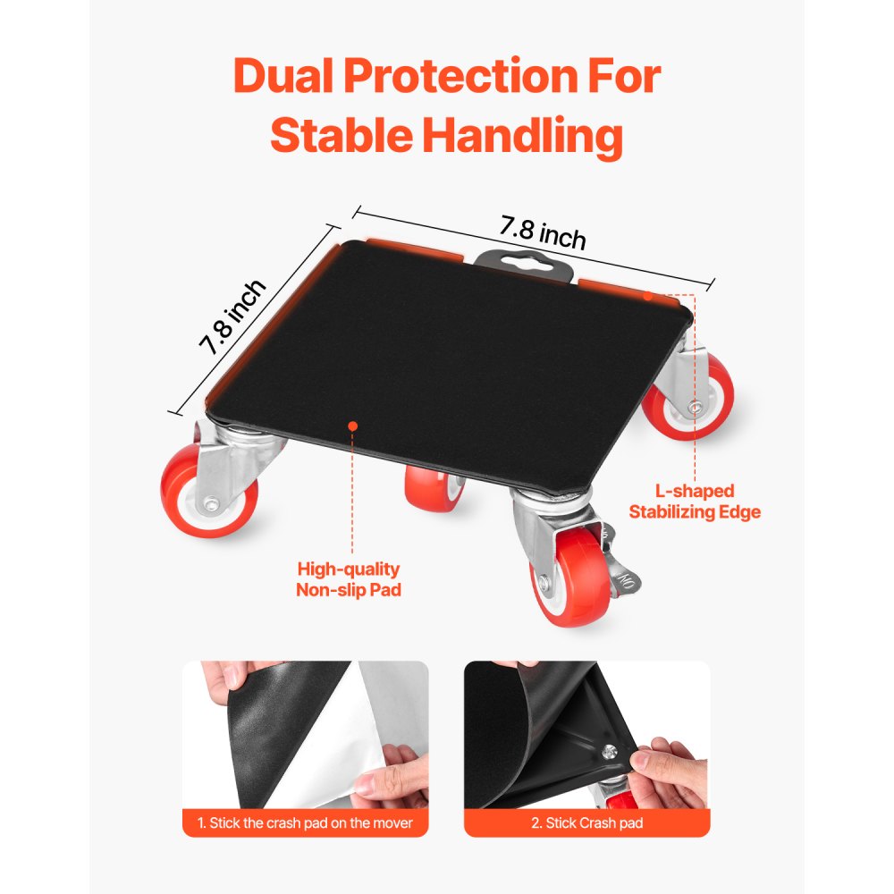 VEVOR Carrello per Mobili, Carico Massimo 1575 kg, Trasportatore per Mobili con 5 Ruote Girevoli a 360°, Pannello in Acciaio al Carbonio, Set di Utensili Scorrevoli per Sollevamento Mobili Gravosi