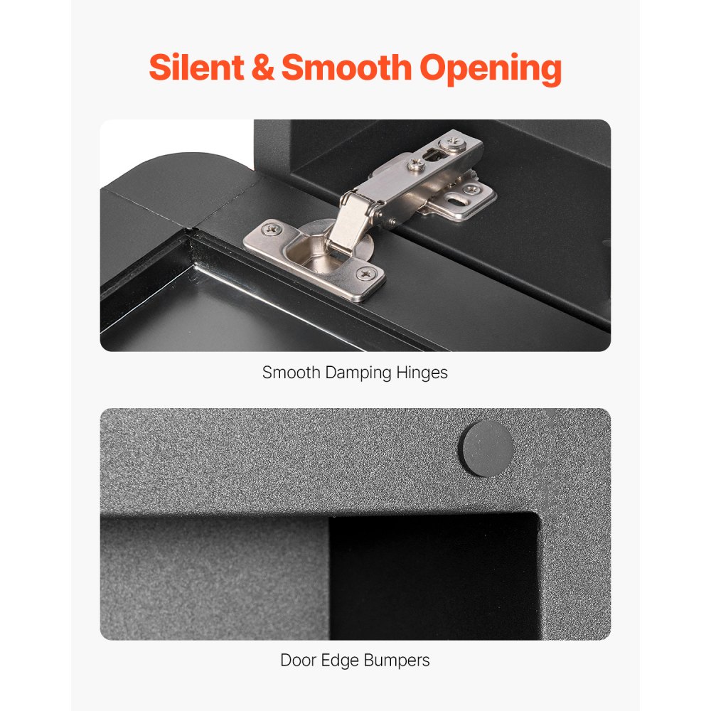 VEVOR Armadietto per Medicinali 420 x 700 mm Armadietto per Medicinali con Specchio, Anta a Specchio e Ripiani in Vetro Regolabili, Installazione a Incasso e a Parete, Telaio Alluminio di Alta Qualità