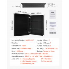 VEVOR Armadietto per Medicinali con Specchio 610 x 762 mm Telaio in Alluminio