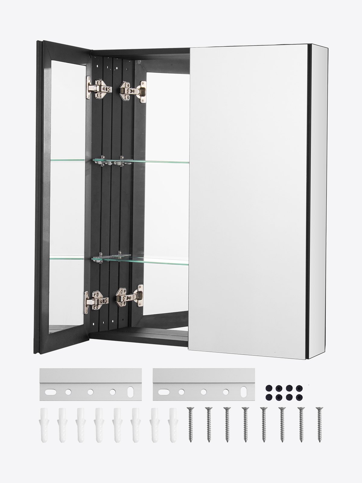 VEVOR Mirror Cabinet, Mirrored Medicine Cabinet (662 x 135 x 762 mm) for Bathrooms with 2 Doors & 7 Mirrors, Built-in and Wall Mountable, Aluminum Frame, Bathroom Cabinet