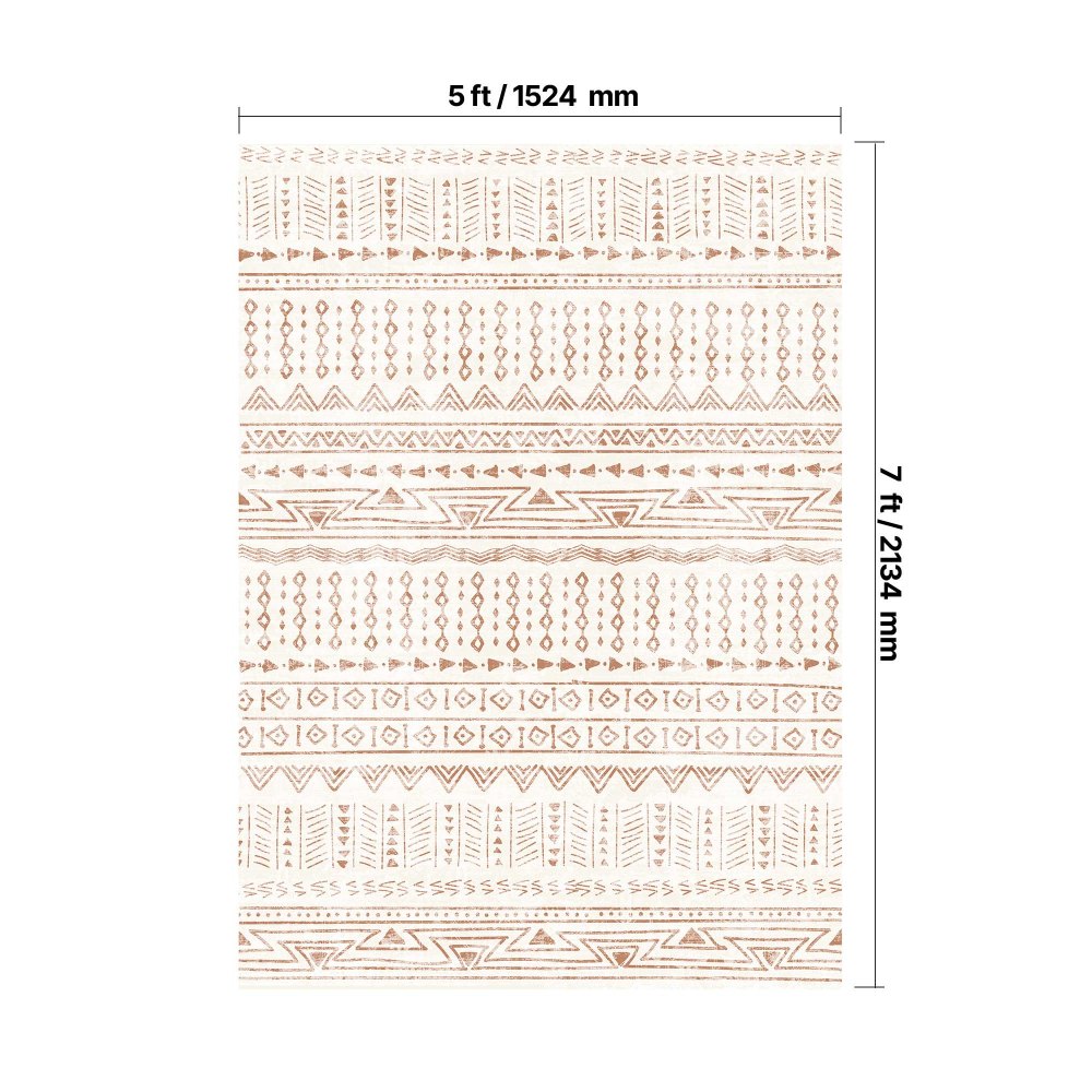 VEVOR Area Rug, 1524x2134 mm, Short Pile, Washable Rug, Non-Slip Living Room Rug in Modern Style, Indoor Mat for Bedroom, Office, Living Room, Children's Room, Entrance Area, Beige