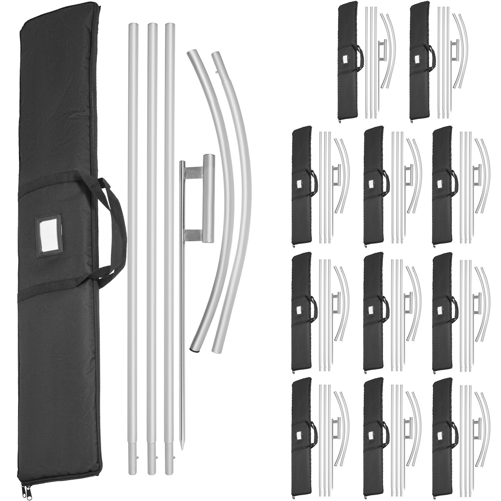 VEVOR Bandiera Pubblicitaria, 12 x 6PZ Bandiera Personalizzata Piuma con Asta, 4,3m Bandiere Pubblicitarie per Esterni, 5 Tubi Rigidi + 1 Asta di Fissaggio, per Indicatore, Presentazione di Negozi