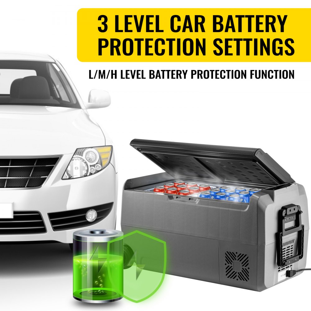 VEVOR Frigoriferi Auto per Viaggi Picnic, 36 L Frigoriferi Portatile Elettrico, 45 W Mini Frigo Auto all'Aperto Campeggio, Grigio e Nero Frigo Freezer Elettrico Portatile da Campeggio in Plastica ABS