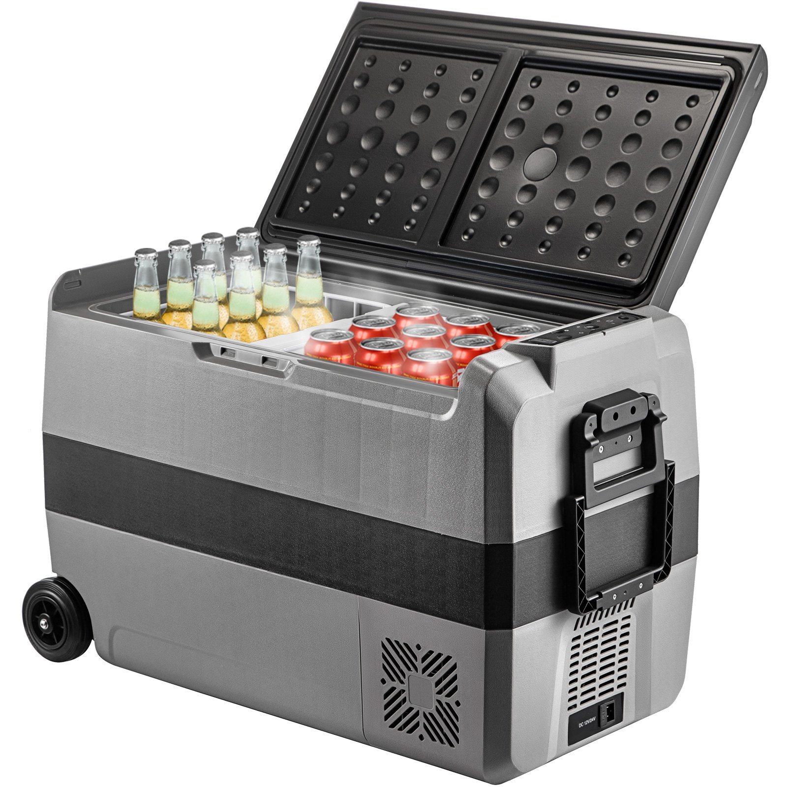 VEVOR Frigoriferi Auto per Viaggi Picnic, 50 L Frigoriferi Portatile Elettrico, 45 W Mini Frigo Auto all'Aperto Campeggio, Grigio e Nero Frigo Freezer Elettrico Portatile da Campeggio in Plastica ABS