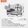 VEVOR Affettatrice Carne, Affettatrice Elettrica da 180 W con Lama in Acciaio Inossidabile SUS420 da 19,05 cm e Protezione Lama, Spessore Regolabile da 0 a 1,524 cm per Uso Domestico, Facile da Puli
