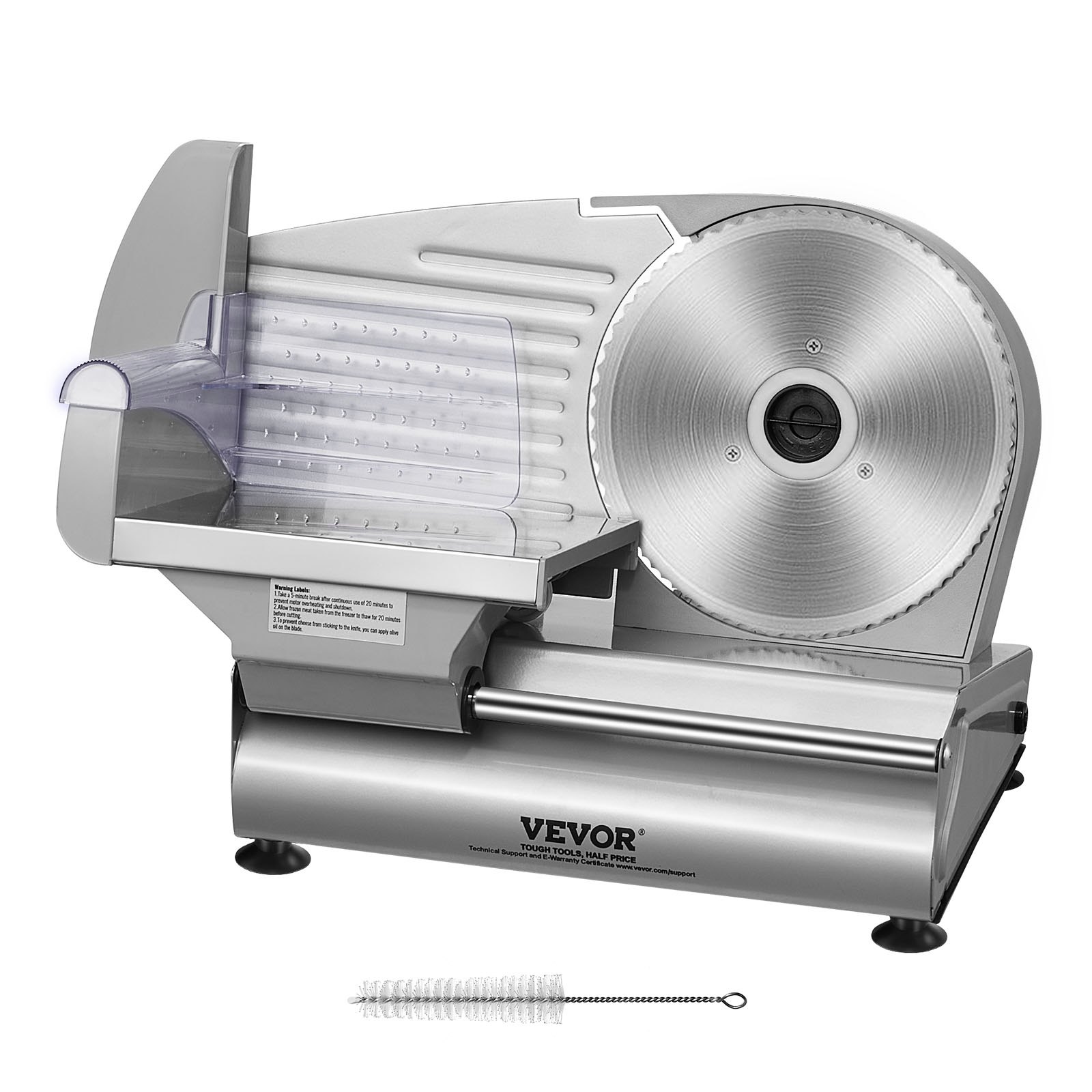 VEVOR Affettatrice Carne, Affettatrice Elettrica da 180 W con Lama in Acciaio Inossidabile SUS420 da 19,05 cm e Protezione Lama, Spessore Regolabile da 0 a 1,524 cm per Uso Domestico, Facile da Puli