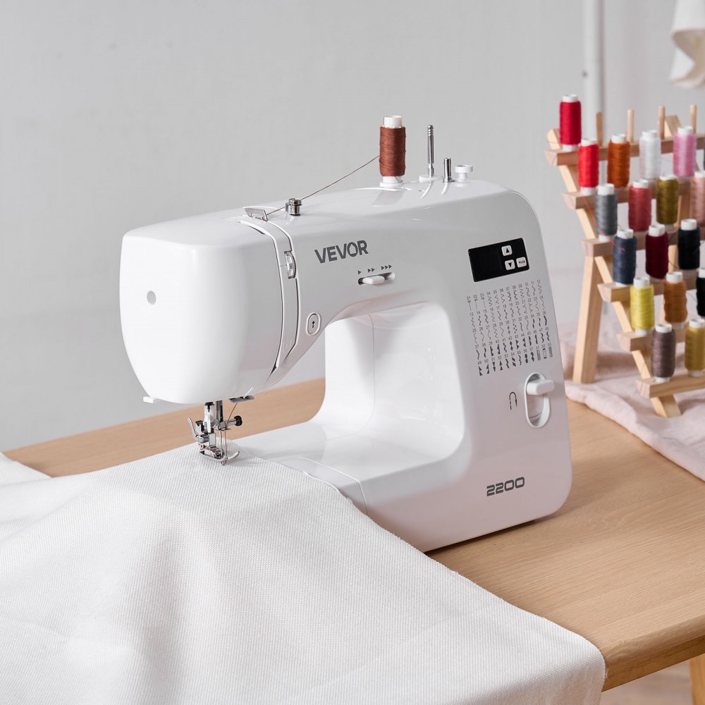 VEVOR Computerized Sewing Machine, 60 Stitch Applications, with LED Screen, Foot Pedal and LED Light, Heavy-Duty Metal Frame, Digital Sewing Machine with Powerful Motor for Crafts and Mending