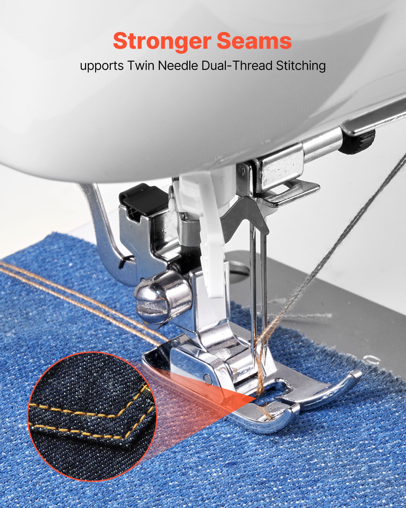 VEVOR Computerized Sewing Machine, 60 Stitch Applications, with LED Screen, Foot Pedal and LED Light, Heavy-Duty Metal Frame, Digital Sewing Machine with Powerful Motor for Crafts and Mending