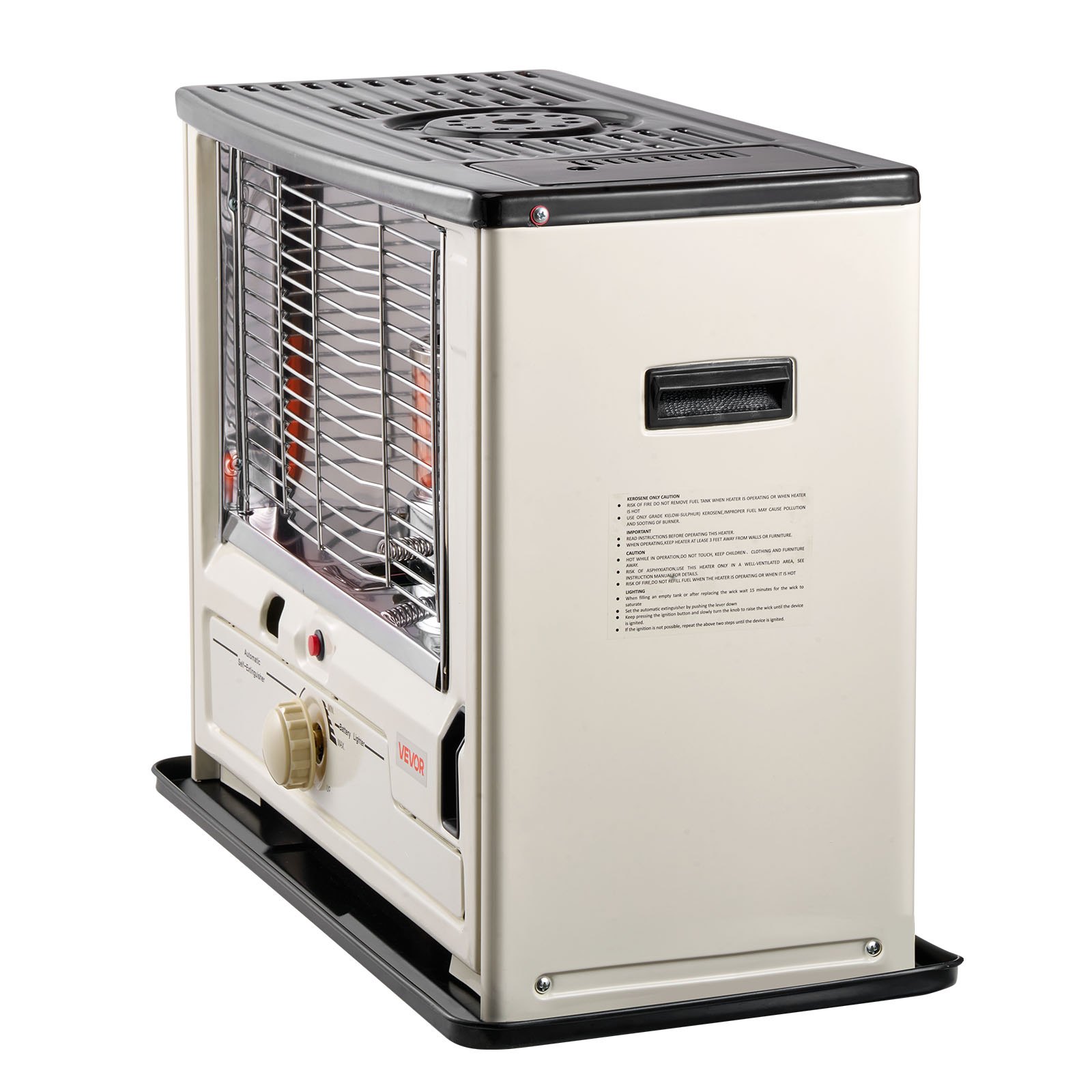 VEVOR Stufa a Cherosene da 10000 BTU, Stufa a Cherosene Portatile con Spegnimento Automatico, Fiamma Regolabile, Funzione Antiribaltamento, Riscaldatore per Garage, Cantina, Campeggio, Officina