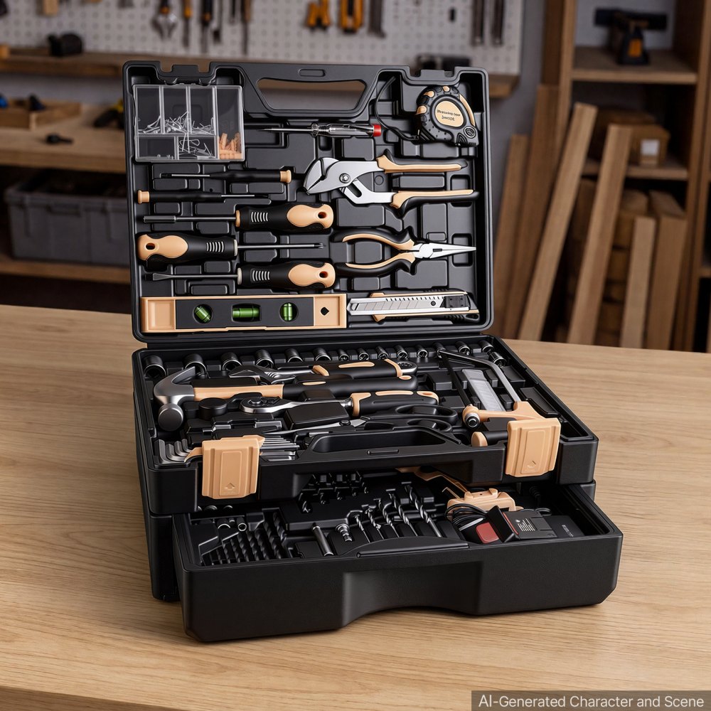 VEVOR Kit di Attrezzi da 318 Pezzi con Trapano a Batteria Punte e Martello, per Manutenzione Domestica Riparazioni Casaliinghe e Progetti fai-da-te, con Custodia Portatile, in Acciaio di Alta Qualità