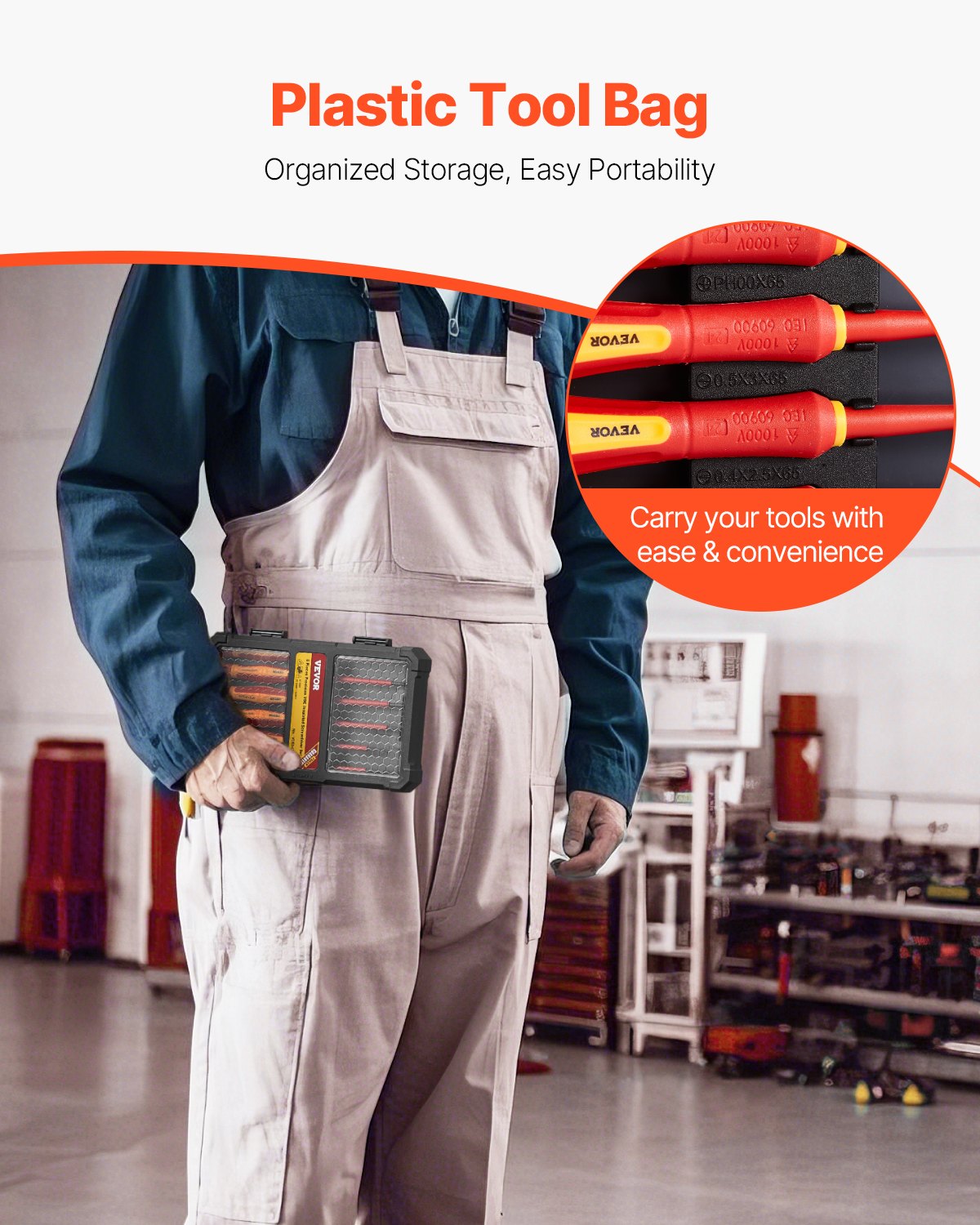 VEVOR Insulated Screwdriver Set, 6-Piece. Professional Electric Screwdriver Set, Insulated Electrician's Tool Set, with Magnetic Phillips Tips & 360° Rotating Screwdriver & Bag