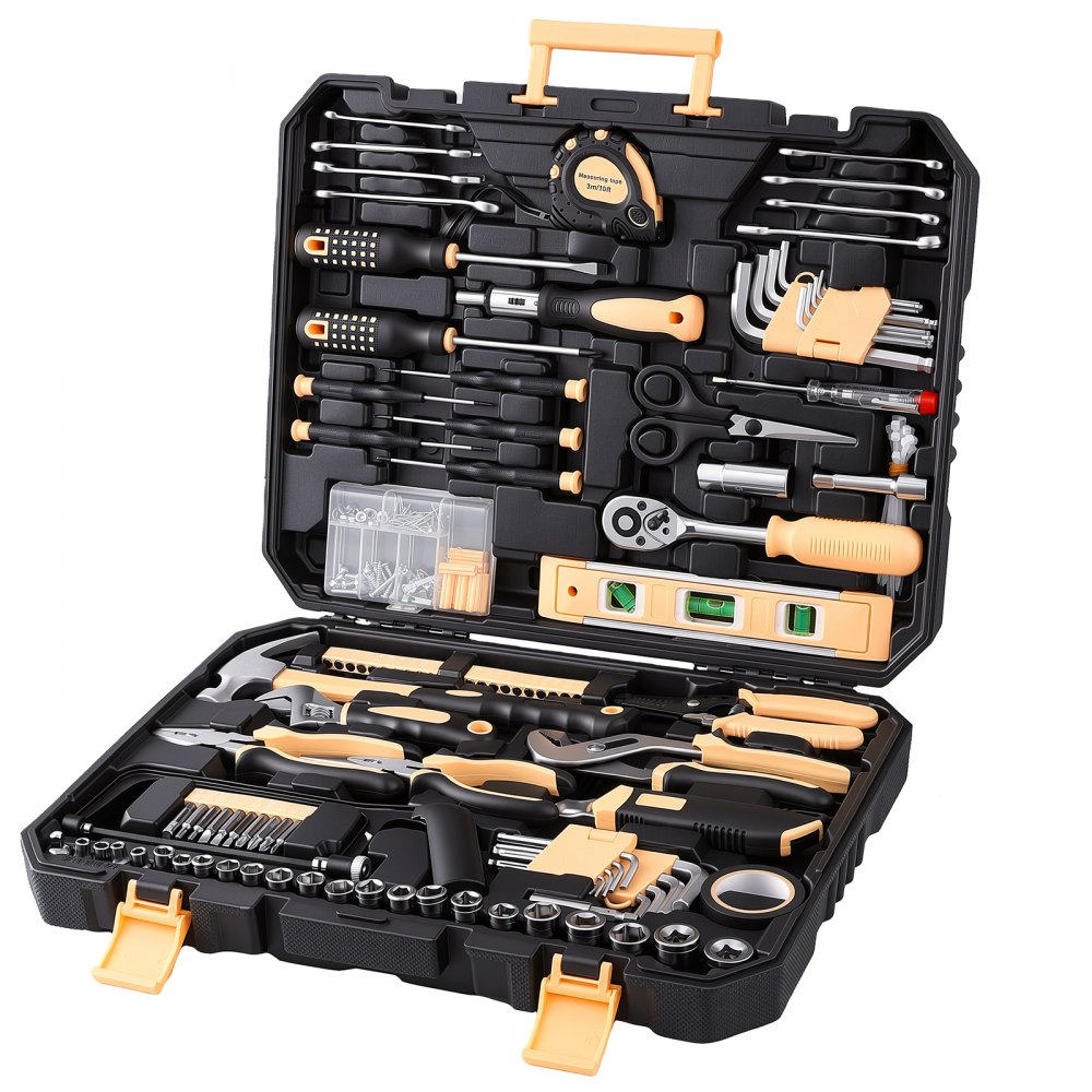 VEVOR Kit di Attrezzi con Custodia Portatile da 245 Pezzi Uso Casalingo, per Manutenzione Domestica Riparazioni Quotidiane e Fai Da Te, in Acciaio Alta Qualità, con Martello Chiave Inglese e Pinze