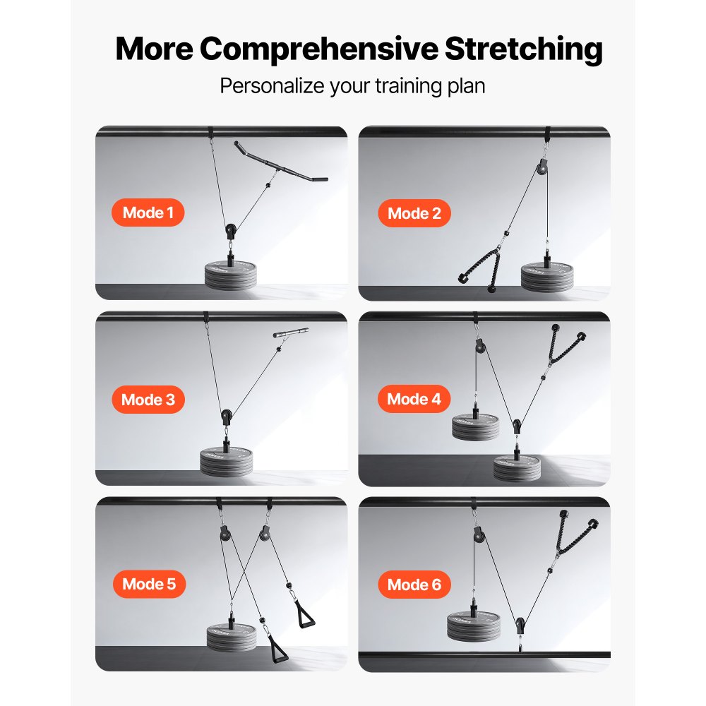 VEVOR Sistema a Carrucola da Soffitto per Lat Pulldown, Kit per Trazioni Lat da 2 Pezzi con Barra e Puleggia, Pulley da Palestra Domestica per Allenamento di Braccia, Schiena e Spalle, Capacità 150 kg