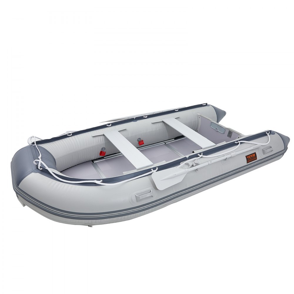 VEVOR inflatable boat, 6-person sports boat with transom, marine wooden floor and adjustable aluminum bench, 680 kg inflatable fishing boat raft, aluminum oars, air pump and carrying bag