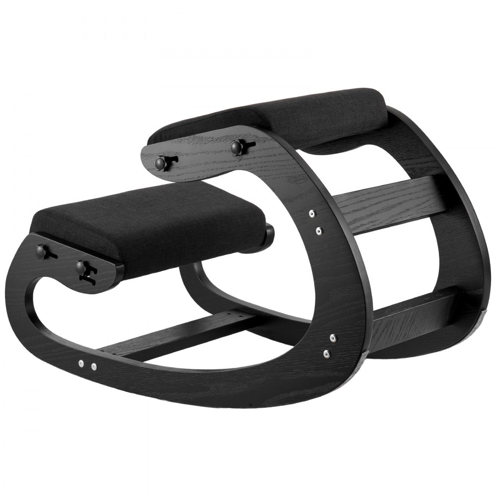 VEVOR Sedia Ergonomica a Ginocchio Altezza Regolabile Carico 120kg, Sgabello Ergonomico Inginocchiato Struttura in Legno per Sollievo di Collo Schiena Lavoro Lettura Meditazione Casa Ufficio, Nero