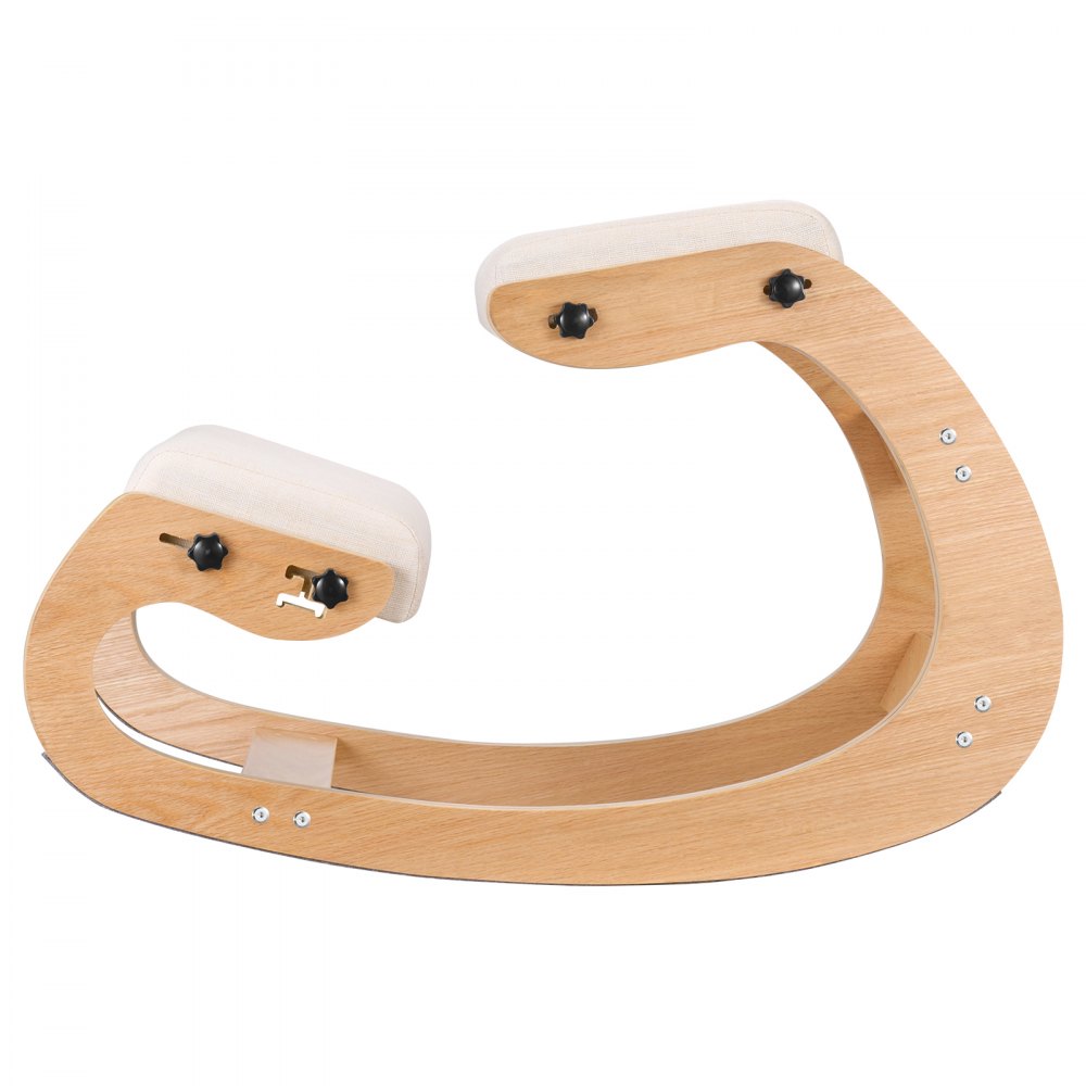 VEVOR Sedia Ergonomica da Ginocchio Cuscino in Schiuma Carico 120 kg, Sedia Inginocchiata per Scrivania Struttura in Legno, Sgabello Regolabile per Lavoro Lettura Meditazione da Casa Ufficio, Beige