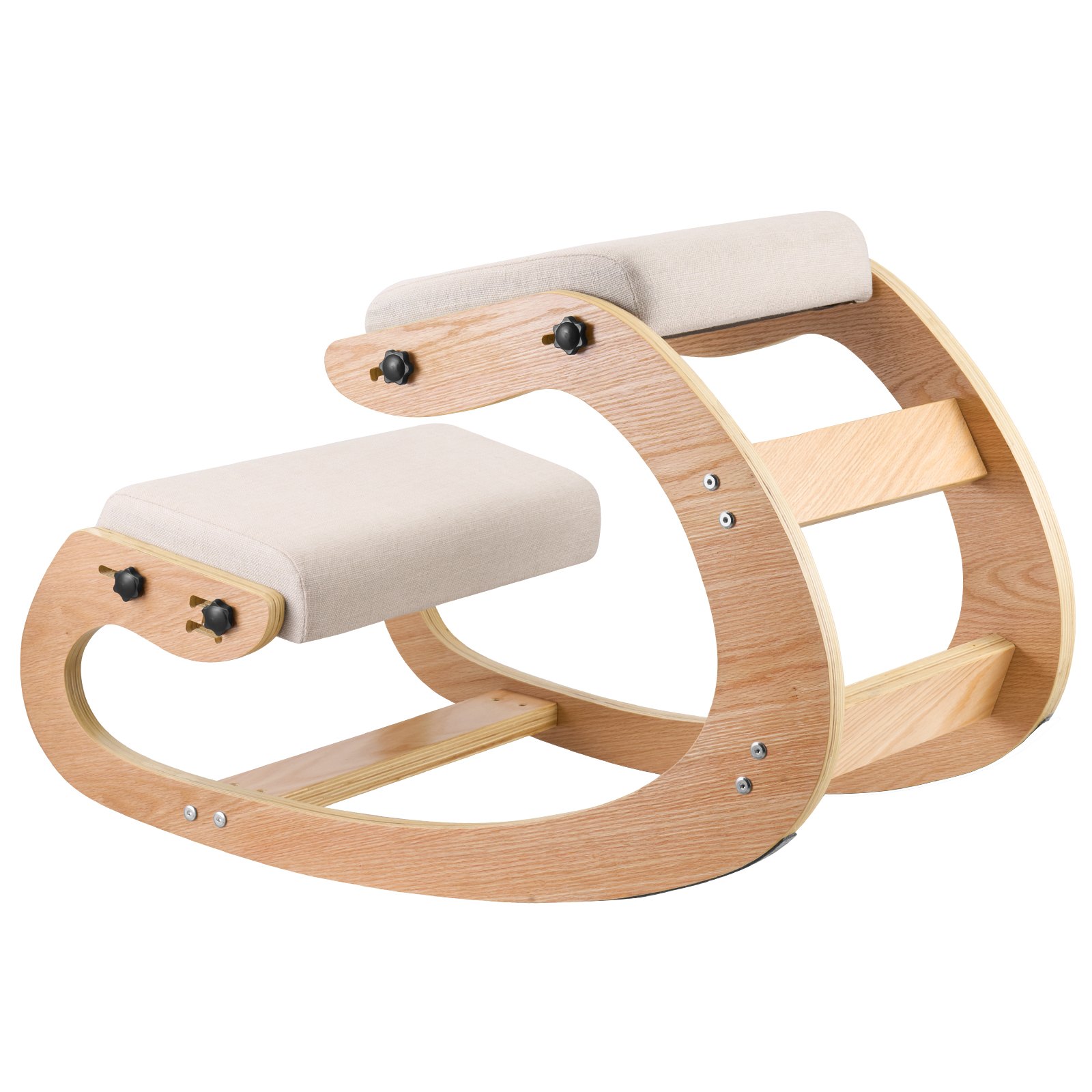 VEVOR Sedia Ergonomica da Ginocchio Cuscino in Schiuma Carico 120 kg, Sedia Inginocchiata per Scrivania Struttura in Legno, Sgabello Regolabile per Lavoro Lettura Meditazione da Casa Ufficio, Beige