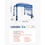 VEVOR Tenda da Spiaggia per Esterno 2438 x 2438 mm con Parete Laterale, Facile da Montare con Tasche per la Sabbia, Ombrellone Parasole Portatile Regolabile in Altezza, Striato Blu Scuro e Bianco