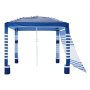 VEVOR Tenda da Spiaggia per Esterno 2438 x 2438 mm con Parete Laterale, Facile da Montare con Tasche per la Sabbia, Ombrellone Parasole Portatile Regolabile in Altezza, Striato Blu Scuro e Bianco