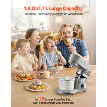 VEVOR Gelatiera 1,7L, Planetaria a 6 Velocità con Display Digitale a LED, Timer, Paletta, Gancio per Impastare e Paraspruzzi, per Yogurt Gelato Fai da Te, Gelato alla Frutta, Sorbetto, Grigio 1400W