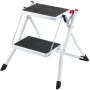 VEVOR Sgabello 2 Gradini Portatile Capacità max. 150 kg, Scaletta Pieghevole in Acciaio 3 Altezza Regolabile, Sgabello Portatile per Casa, Scaletta Antiscivolo per Ufficio Cucina Bagni Camere da Letto