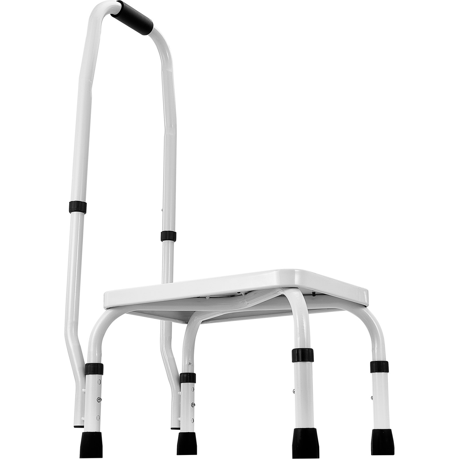 VEVOR Sgabello 1 Gradino Capacità max. 150 kg, 3 Altezza Regolabile con Maniglia Scaletta in Acciaio, Sgabello Portatile per Bambini per Adulti, Scalette Robuste Antiscivolo per Ufficio, Cucina, Bagno